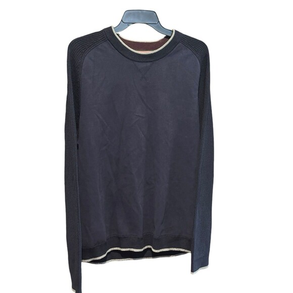 TED BAKER London Wool 6 2XL Crewneck Sweater Sweatshirt Navy Ribbed Men #IJ11-5 - Picture 1 of 12